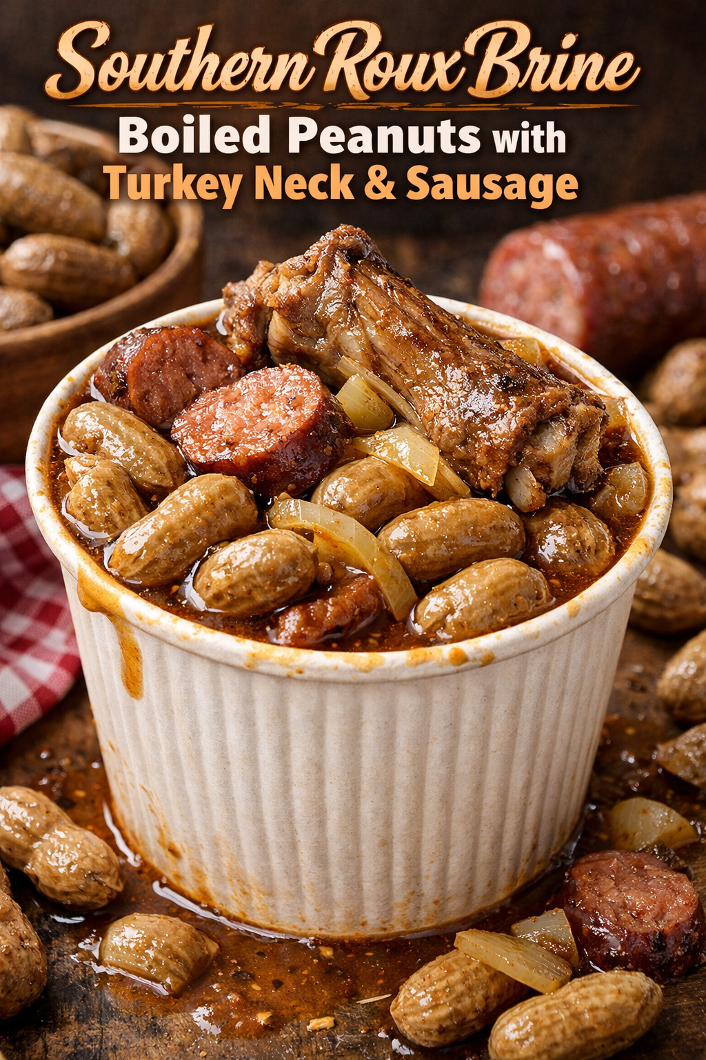 Southern Roux Brine Boiled Peanuts with Turkey Neck & Sausage