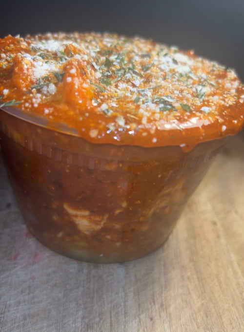 16oz Spicy Garlic Parmesan Seafood Bowl | Shrimp, Chicken & Pork Sausage